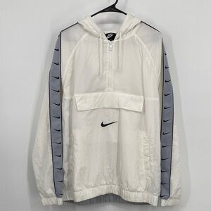 Nike Men's Swoosh White and Gray Windbreaker Size Medium
